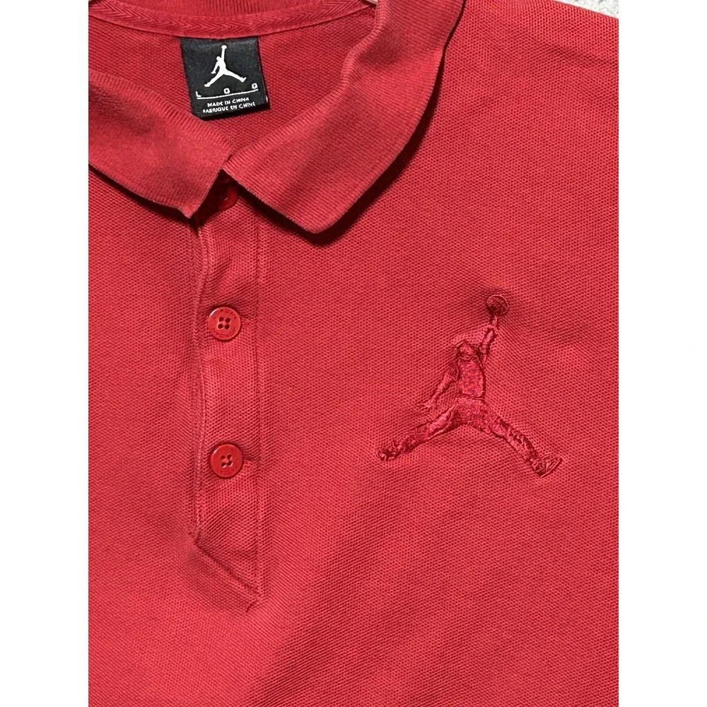 Vintage Nike Air Jordan Polo Shirt Mens L 23 Jumpman Embroidered Logo Red On Red